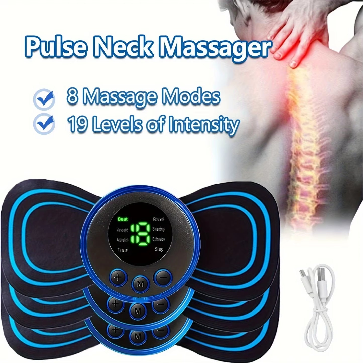 Professional EMS Neck Massager - 2/3/4 Piece Set with 8 Modes and 19 Strength Levels