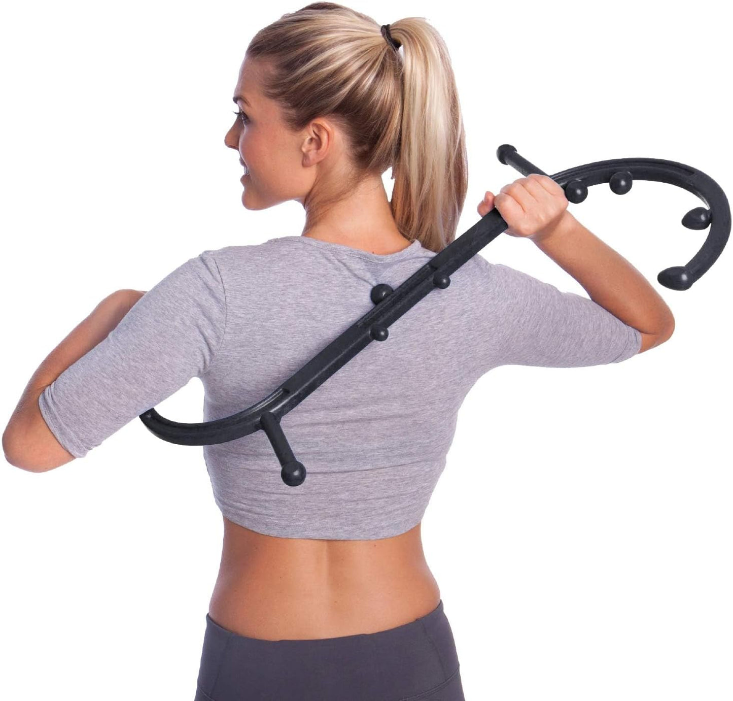 Buddy Classic USA Made Handheld Massage Cane - Full Body Trigger Point Tool for Deep Tissue Pain Relief - Dual Hooks for Back, Shoulder, Neck - (2.0 Black)