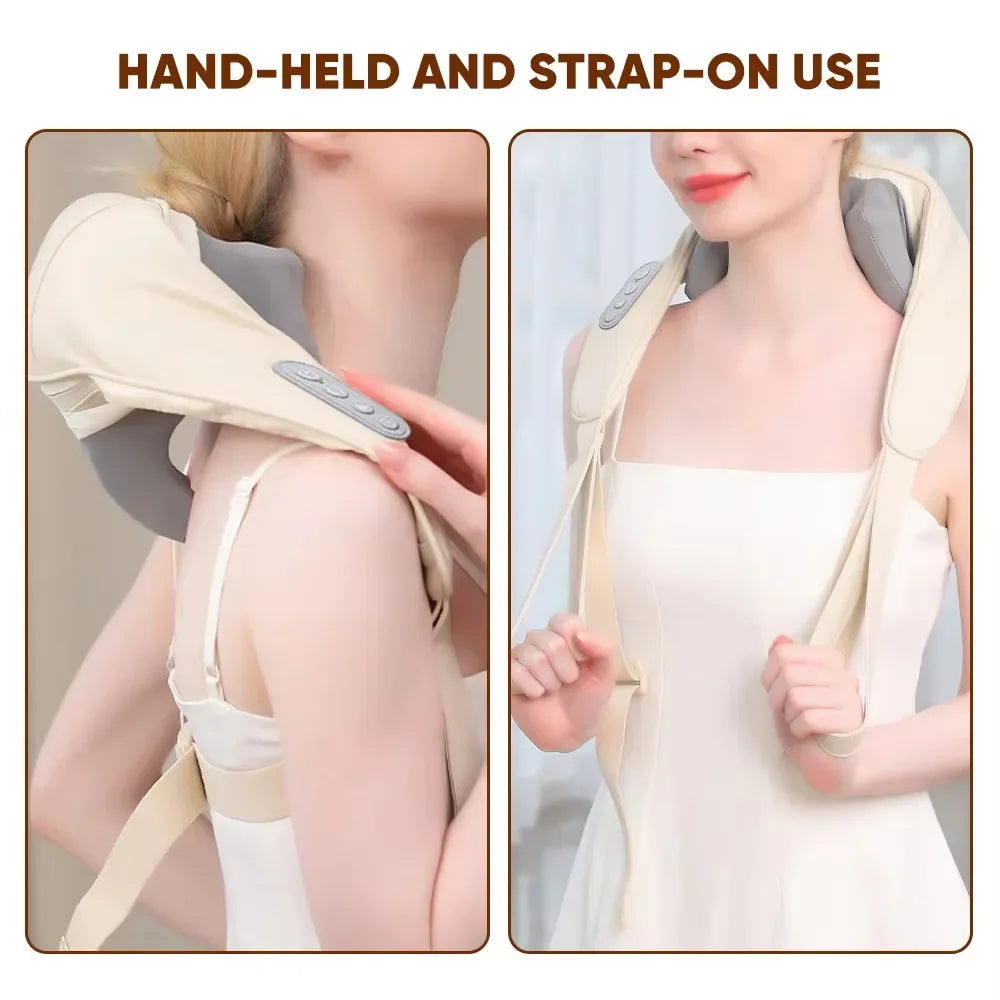 Wireless Neck and Back Massager with Shoulder Kneading and Cervical Relaxation Features