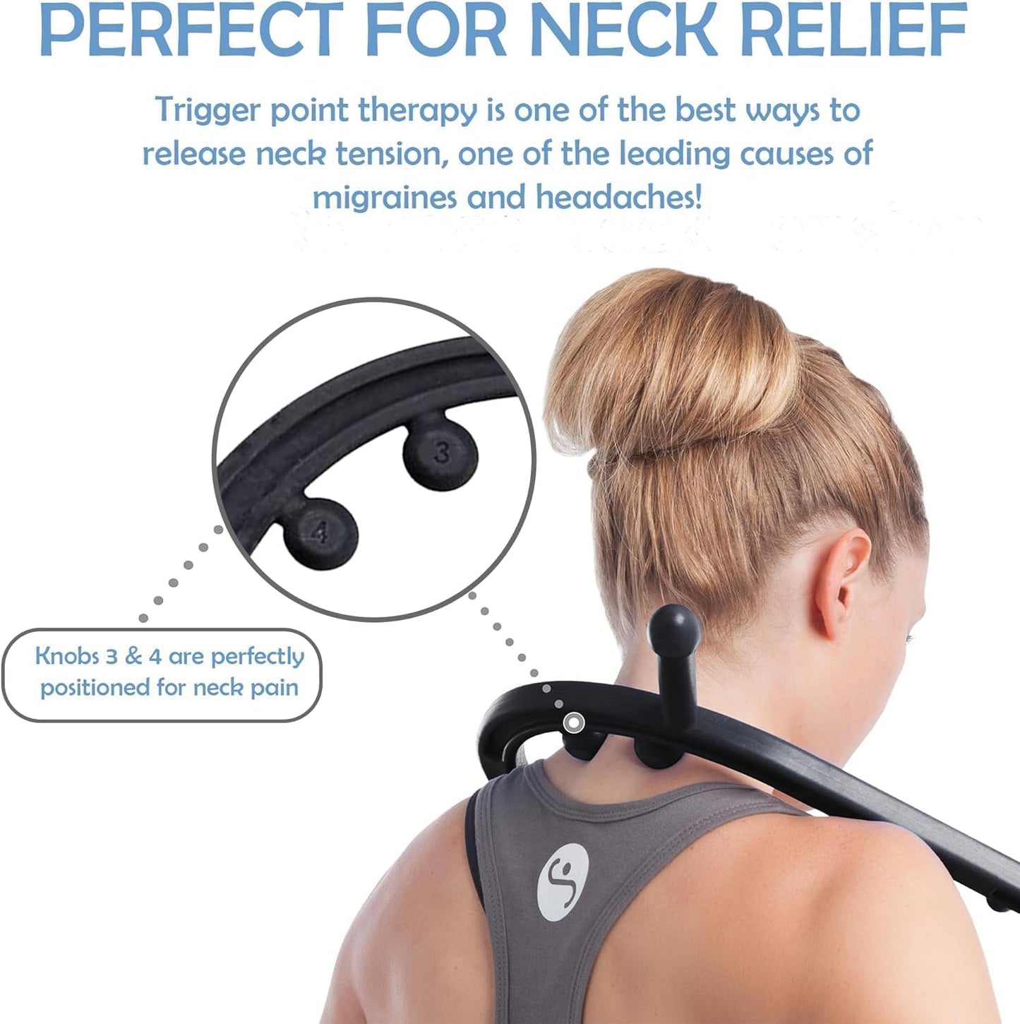 Buddy Classic USA Made Handheld Massage Cane - Full Body Trigger Point Tool for Deep Tissue Pain Relief - Dual Hooks for Back, Shoulder, Neck - (2.0 Black)