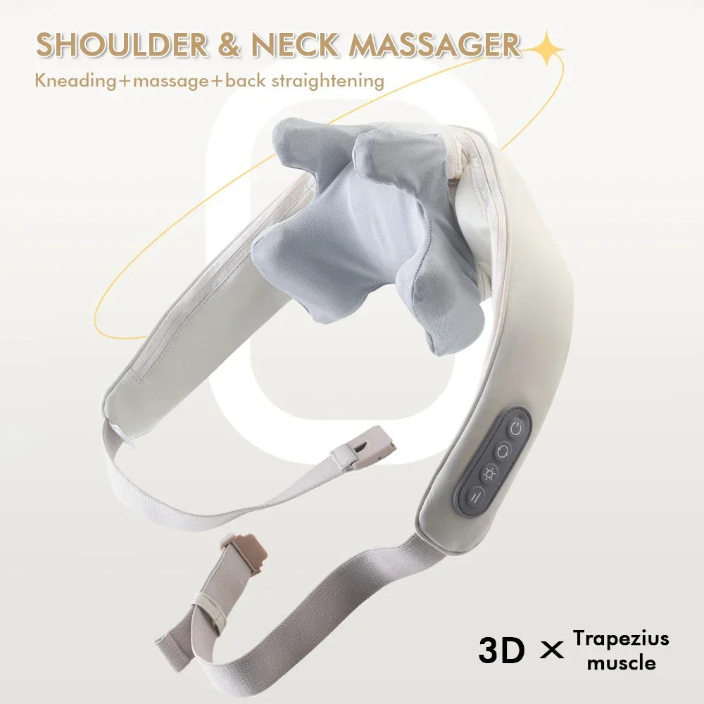 Wireless Neck and Back Massager with Shoulder Kneading and Cervical Relaxation Features