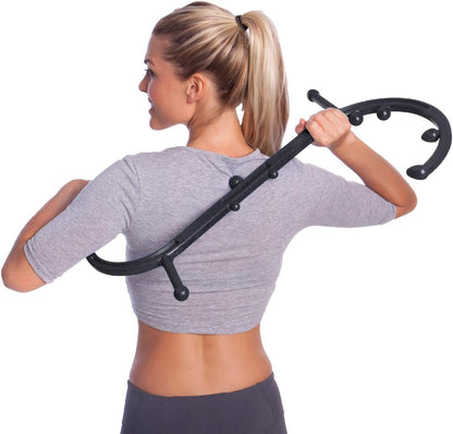 Buddy Classic USA Made Handheld Massage Cane - Full Body Trigger Point Tool for Deep Tissue Pain Relief - Dual Hooks for Back, Shoulder, Neck - (2.0 Black)
