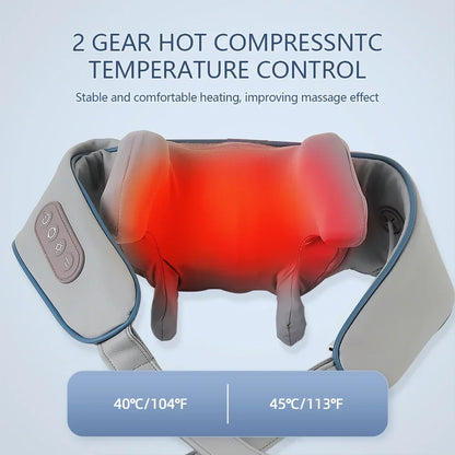 Wireless Neck and Back Massager with Shoulder Kneading and Cervical Relaxation Features