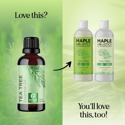 Pure Tea Tree Oil for Hair Skin and Nails - 100% Pure Undiluted Tea Tree Essential Oil with Dropper for Topical Uses Aromatherapy Diffusing and Home and Beauty Diys - Vegan and Cruelty Free (1 Fl Oz)